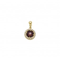 Σκουλαρίκια σε κίτρινο χρυσό με double brown topaz πέτρα (E56 - PAX1133)